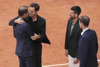 French Open: Roger Federer, Novak Djokovic and Andy Murray join the ceremony for Rafael Nadal