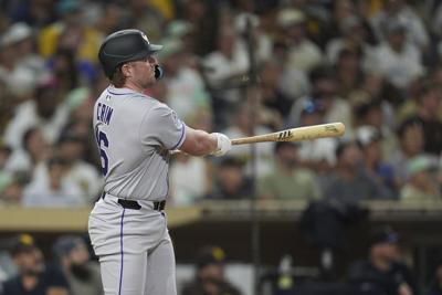 Rookie Crim homers for his 1st MLB hit as the Rockies beat the Padres 4-2