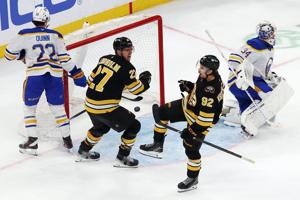 Marat Khusnutdinov scores in OT, Morgan Geekie has goal in 6th straight as Bruins beat Sabres 4-3