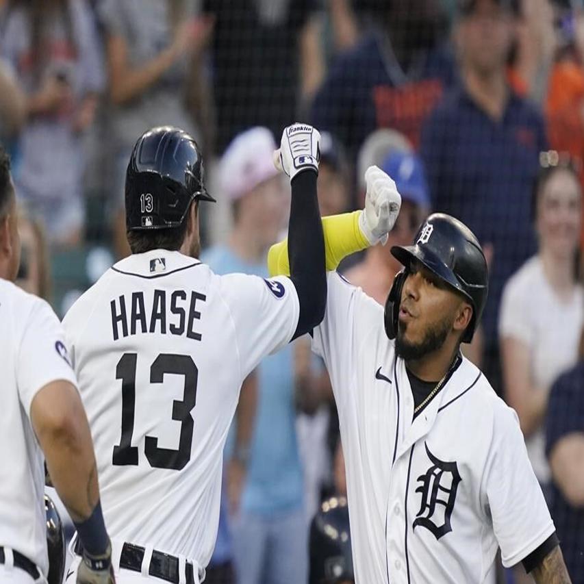 Eric Haase of the Detroit Tigers bats in the fifth inning against the