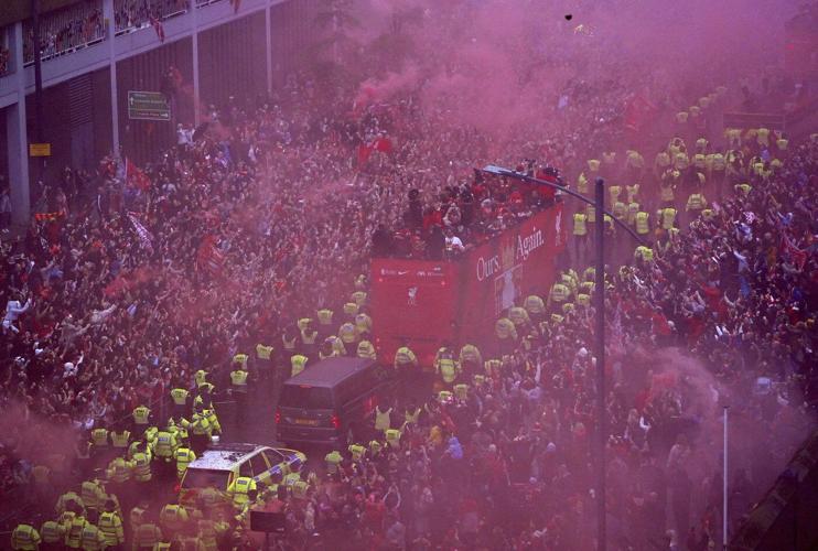 Driver arrested after car plows into celebrating Liverpool fans