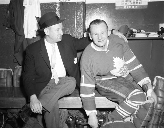 Johnny Bower and Terry Sawchuk - Leafs 1967 Cup Celebration