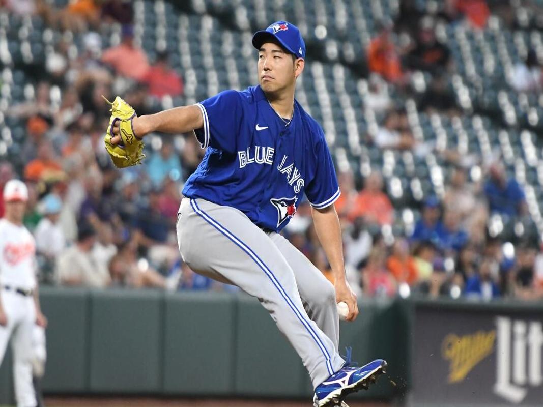 Yusei Kikuchi of the Toronto Blue Jays pitches against the Los News  Photo - Getty Images