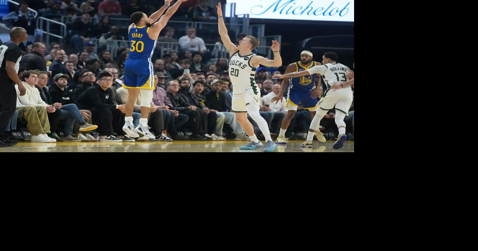 Stephen Curry, Jimmy Butler lead Warriors past Bucks, 120-113