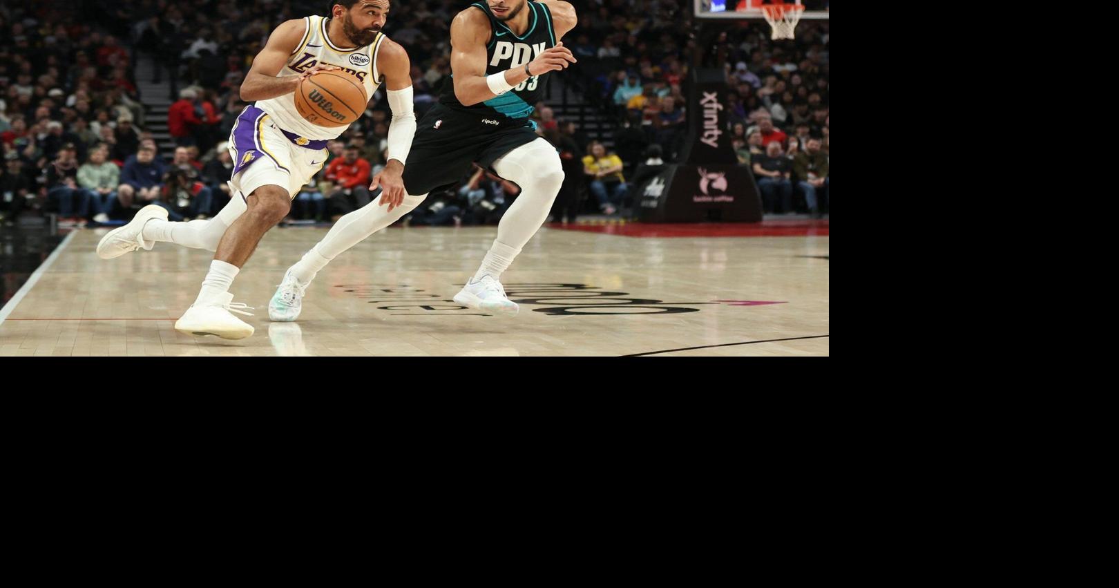 Sharpe leads Blazers to 132-116 win over the Lakers, playing without Doncic