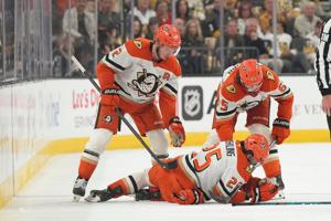 Vegas' Brayden McNabb suspended for Game 6 for late hit on Anaheim's Poehling