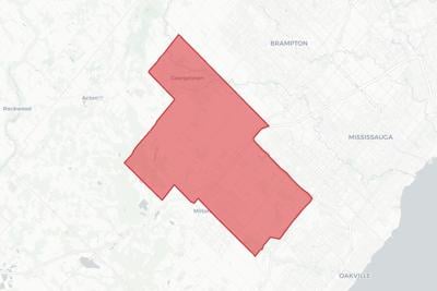 Milton East—Halton Hills South 2025 federal election riding boundaries map