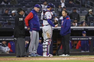 Rangers catcher Jonah Heim leaves game versus Yankees with nerve injury in throwing hand