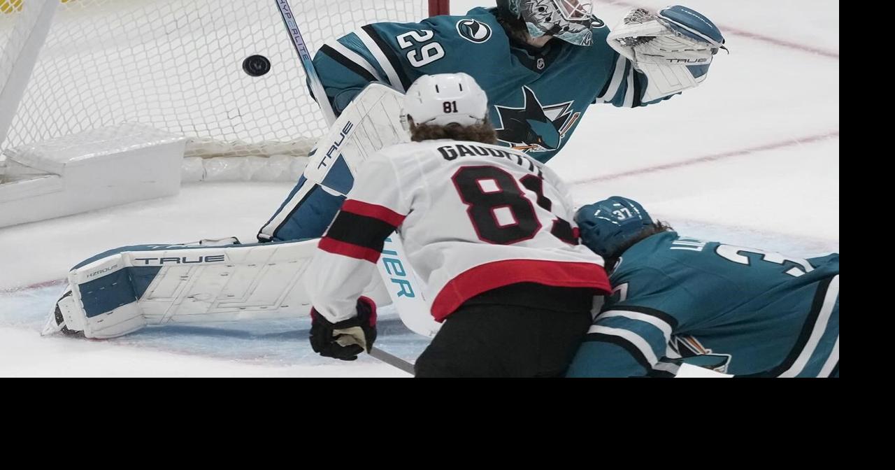 Gaudette scores go-ahead goal as Senators beat Sharks 4-3 with only 11 shots on goal