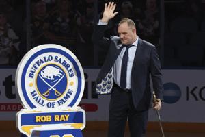 Feared NHL enforcer Rob Ray shows his emotional side in being inducted into Sabres hall of fame