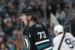 Toffoli scores twice and Sharks edge Maple Leafs 6-5 in a shootout after blowing late lead