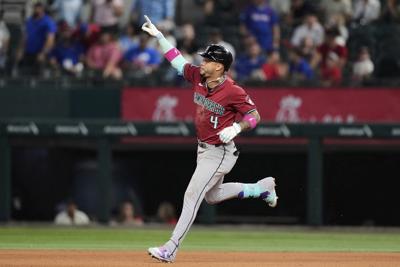 Marte hits 9th inning go-ahead HRs in back-to-back Dbacks games, from each side of plate at Texas