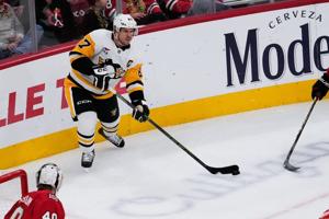 Brazeau has hat trick, Rust scores twice as Penguins rout Blackhawks 7-3