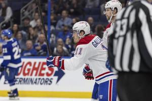 Evans scores again as Canadiens down Lightning 5-2