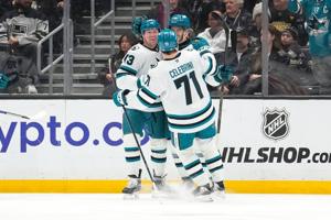 Celebrini extends point streak to 12 games as Sharks beat Kings 4-3 in overtime