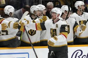 Golden Knights leading scorer Jack Eichel remains day-to-day because of an upper-body injury