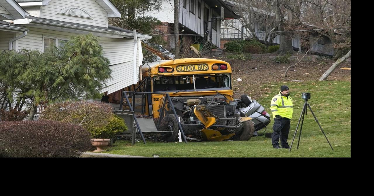 7 kids hurt when school bus crashes into house in NY suburb