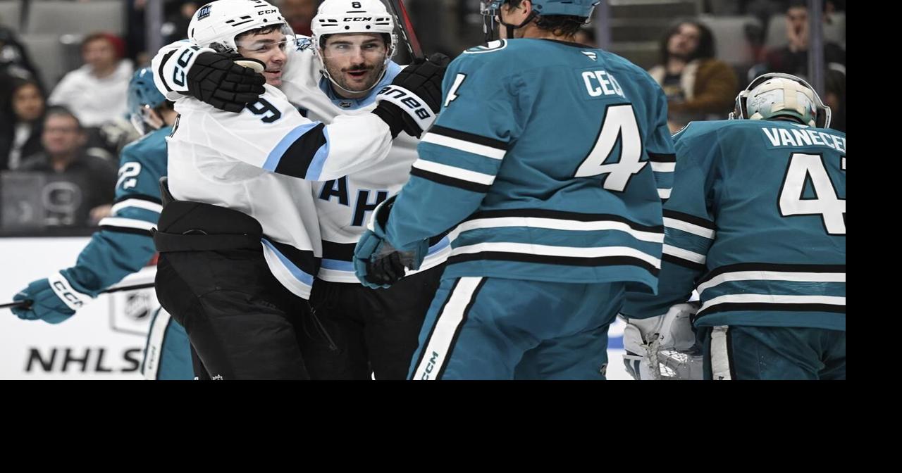 Keller scores power-play goal in the final minute to lift Utah past the Sharks, 4-3