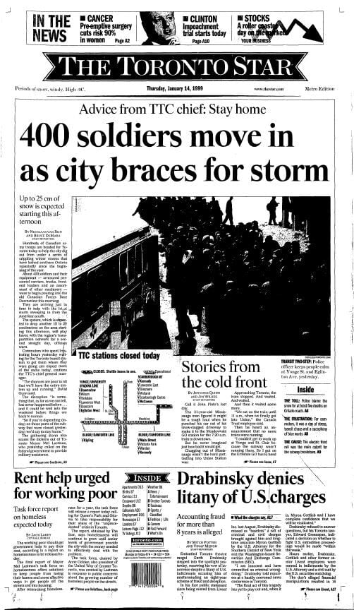 25 years ago, Toronto called in the army to clean up snow