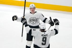 Kings blow 3-goal lead but Clarke scores late to beat Sharks 4-3