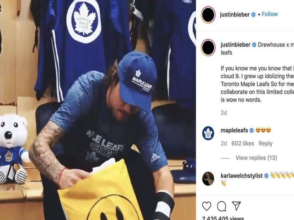 Justin Bieber Collaborates With the Toronto Maple Leafs on New