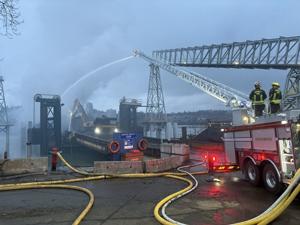 Air quality is being monitored after a barge fire in Surrey, B.C.