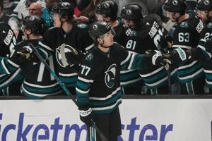 Celebrini nets 4 points, Sherwood scores winner as Sharks tip Canadiens 7-5