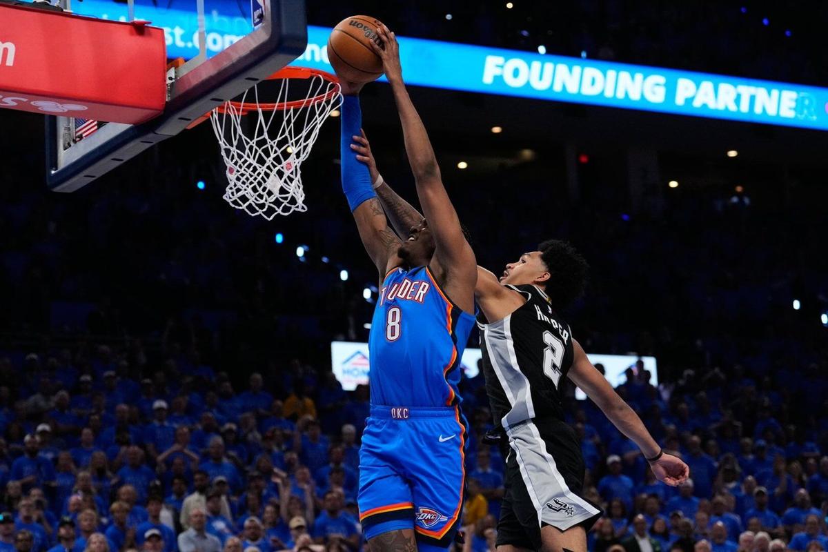 OKC guard Jalen Williams' hamstring issues return, he leaves Game 2 of  Thunder-Spurs early