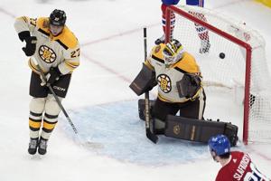 Heinen nets first hat trick as Bruins whip Canadiens 9-4