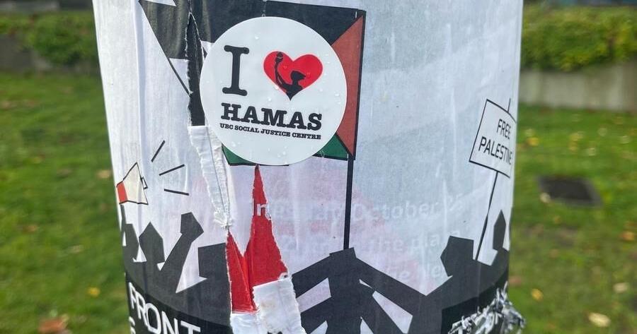 Hamas Sticker Fabricated pro-Hamas stickers at UBC further polarize campus