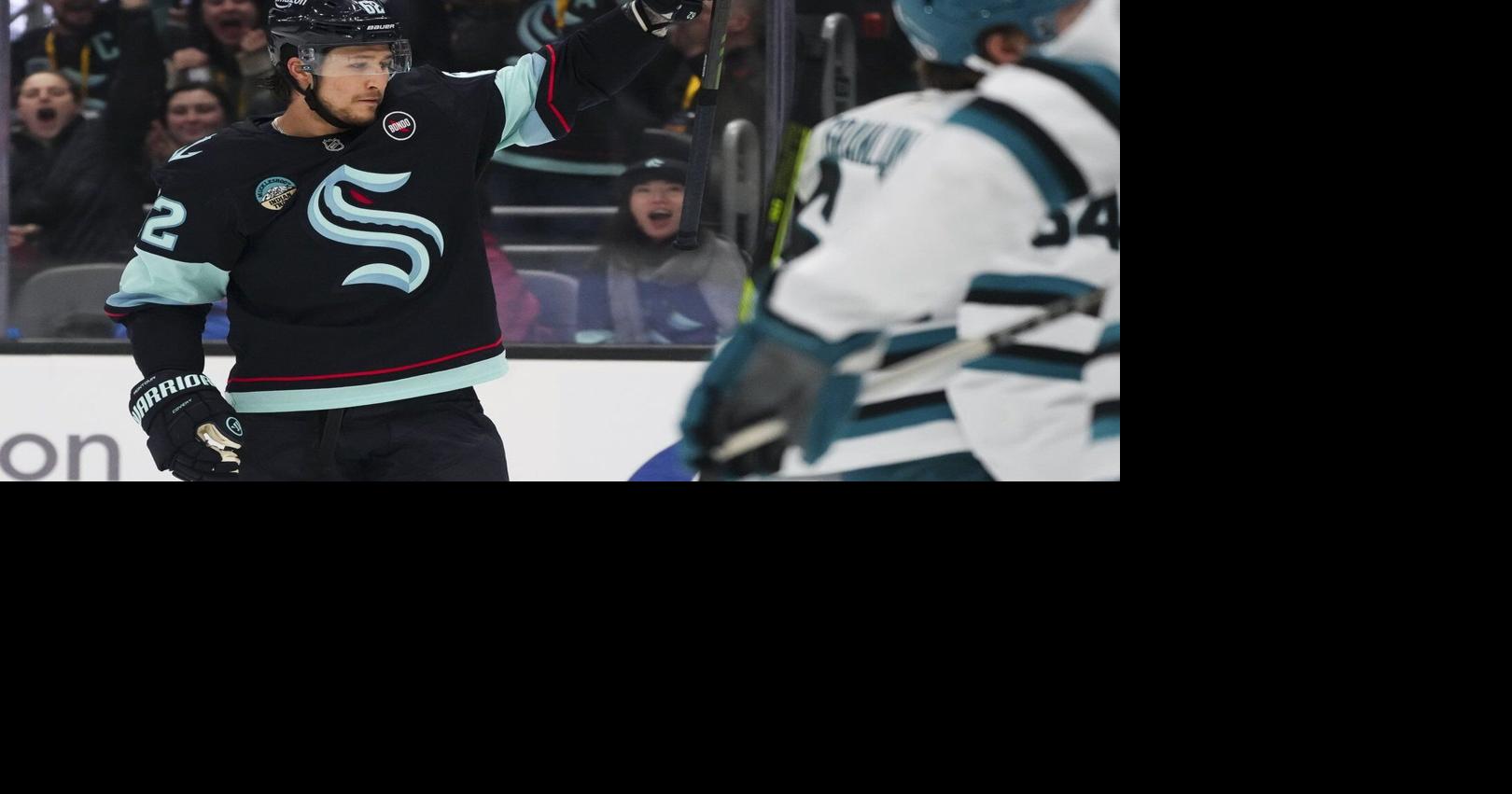 Montour snaps scoreless streak with 2 goals and Kraken beat Sharks 6-2