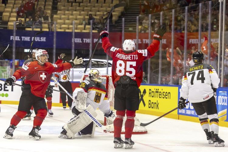 Andrighetto scores 4 goals in Switzerland's win over Germany at ice hockey worlds