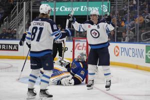 Connor scores twice as road Jets beat Blues 5-2