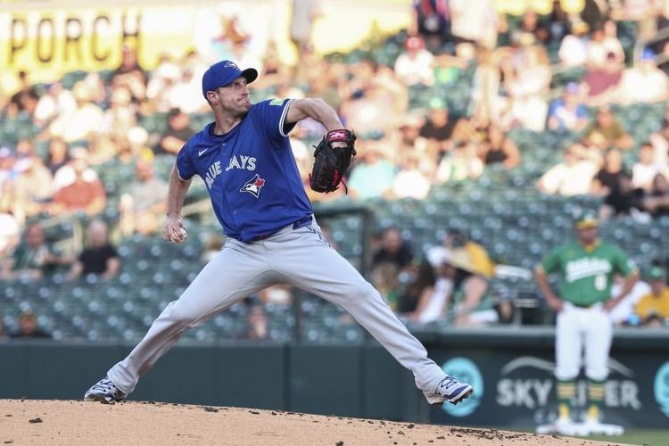 Max Scherzer wins for first time in nearly a year as Blue Jays hold on to beat the A's 7-6