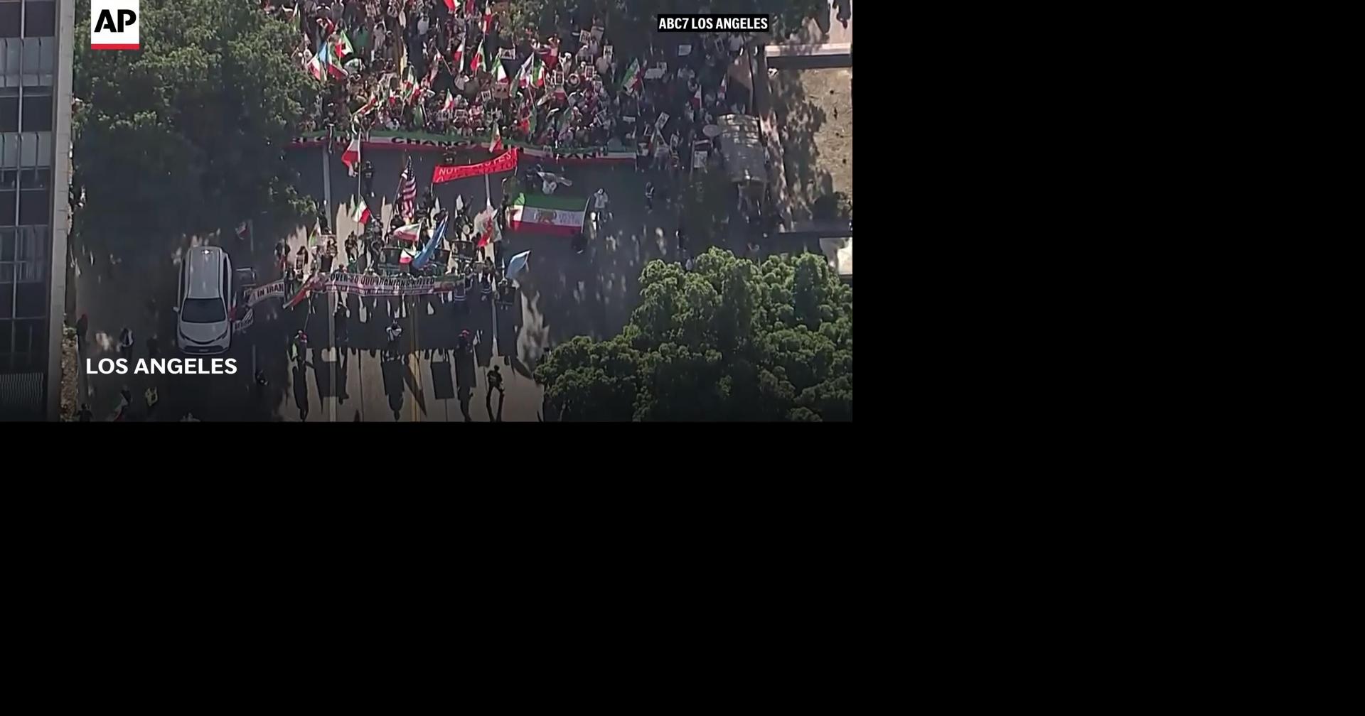 Thousands gather peacefully in Los Angeles in support of protesters in Iran