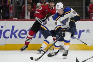 Once a top prospect, Adam Gaudette is back in the NHL, this time with the Blues