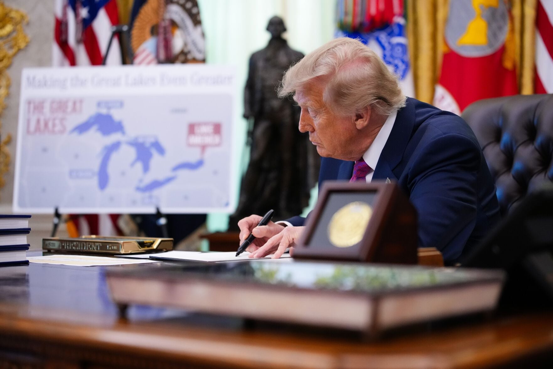 Trump signs order renaming Lake Ontario as 'Lake America'; reiterates plan to raise Canadian car tariffs to 50% as of Jan. 1