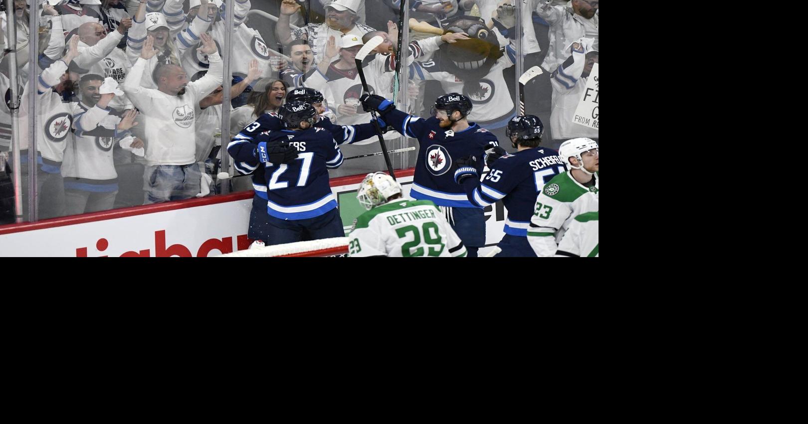 Connor Hellebuyck perfect in net as Jets blank Stars 4-0; Winnipeg ties series 1-1