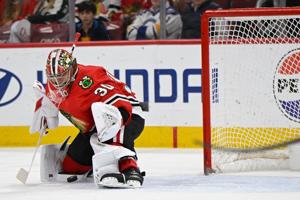 Louis Crevier scores twice as Blackhawks end season with 5-2 win over Sharks