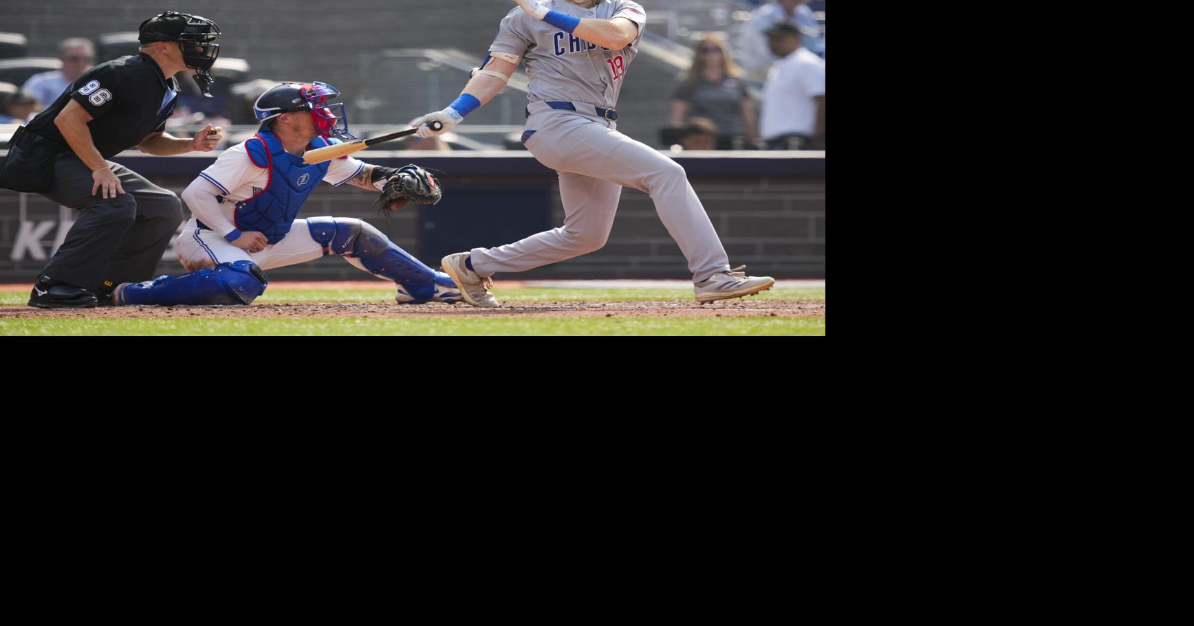 Owen Caissie tips cap to Jays’ Schneider after MLB debut