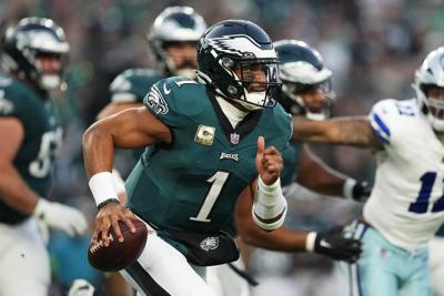 Eagles stand strong as best in NFL even as Jalen Hurts stands in pain on  bad knee