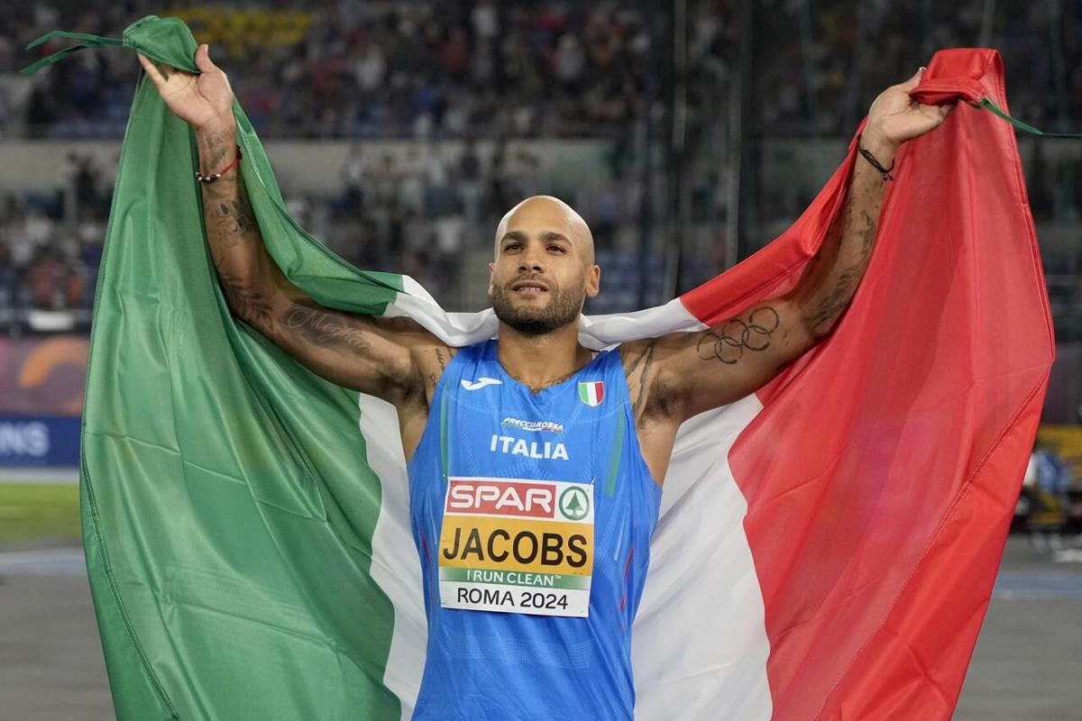 Olympic 100-meter champ Marcell Jacobs defends his European title but still  can't crack 10 seconds