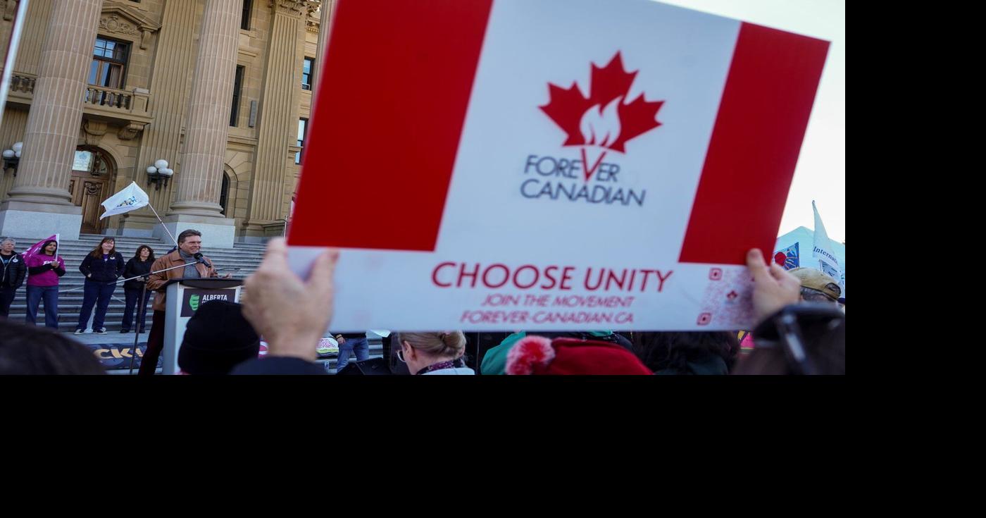 Alberta pro-unity rally held in wake of CFB Wainwright fire on final day before vote