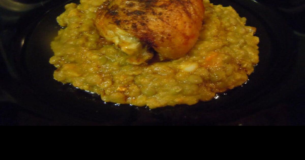 Smoked Paprika Chicken Thighs on Lentil Stew