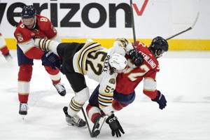 Swayman helps Bruins edge Panthers 2-1 to stave off playoff elimination