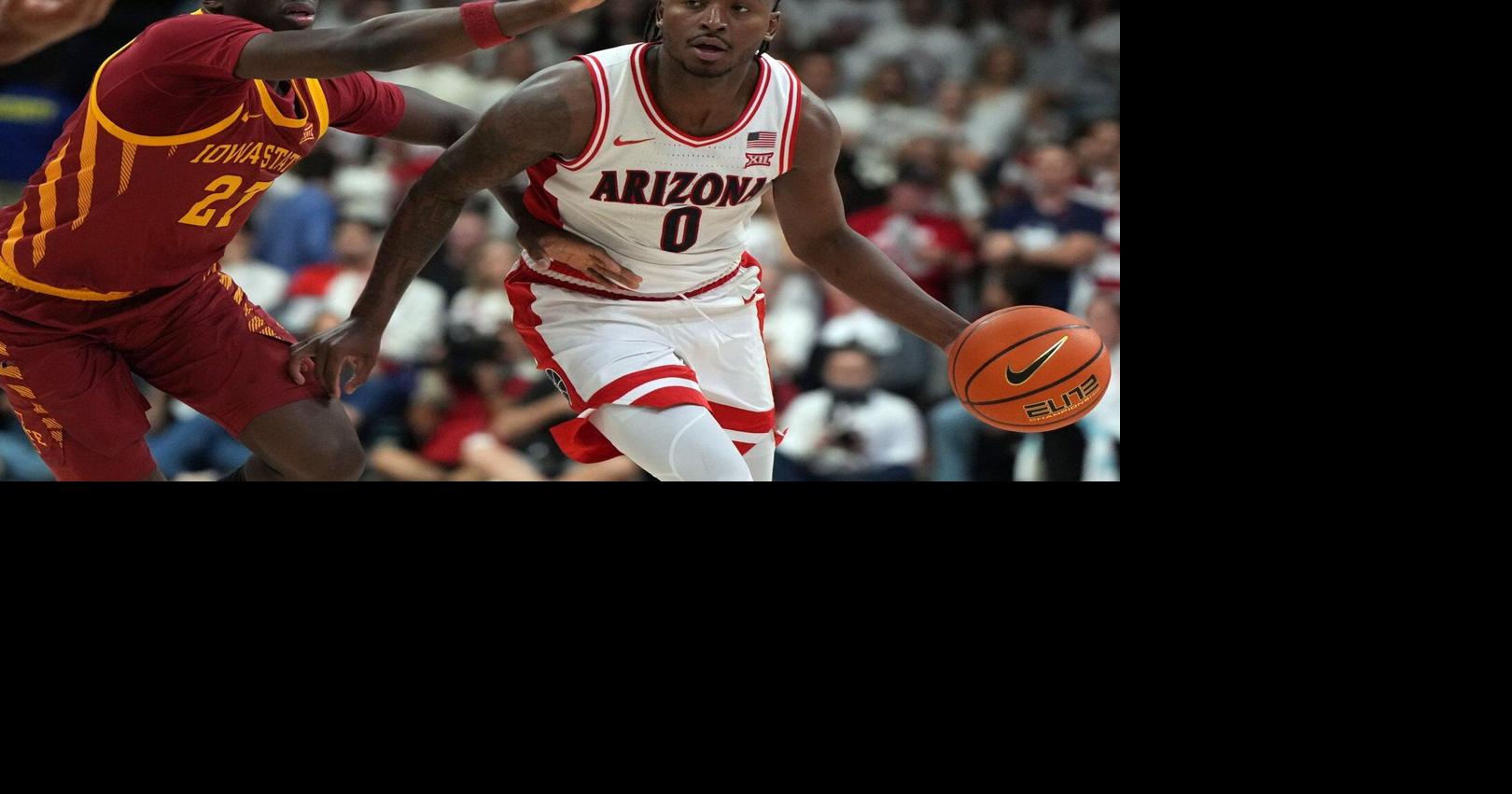 Arizona guard Jaden Bradley and coach Tommy Lloyd pick up Big 12 awards