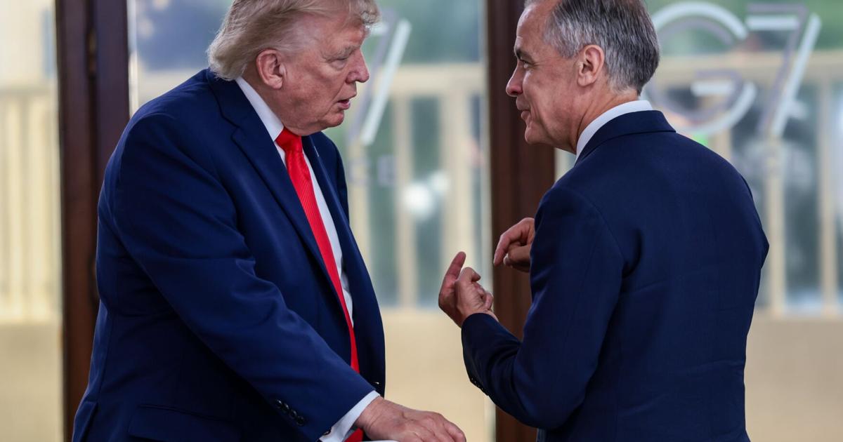 Mark Carney pleads Canada’s trade case to Donald Trump at G7