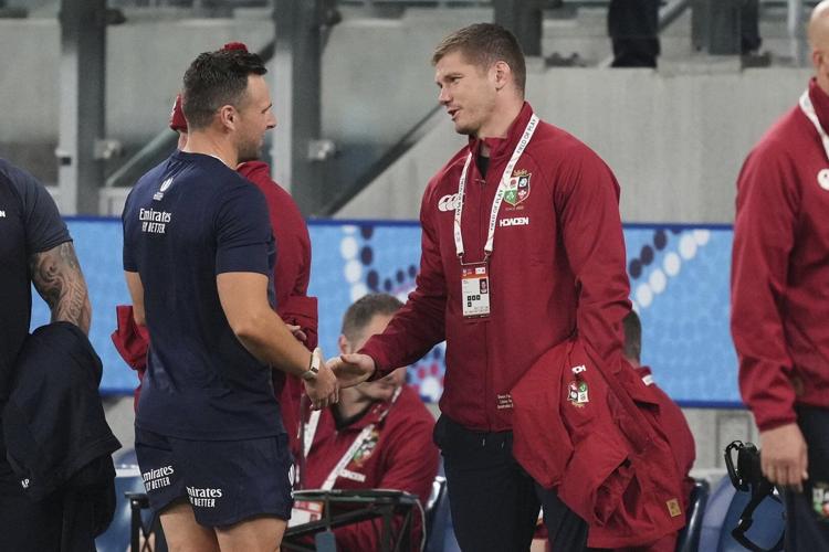 Owen Farrell on the Lions bench for last warmup before Wallabies tests