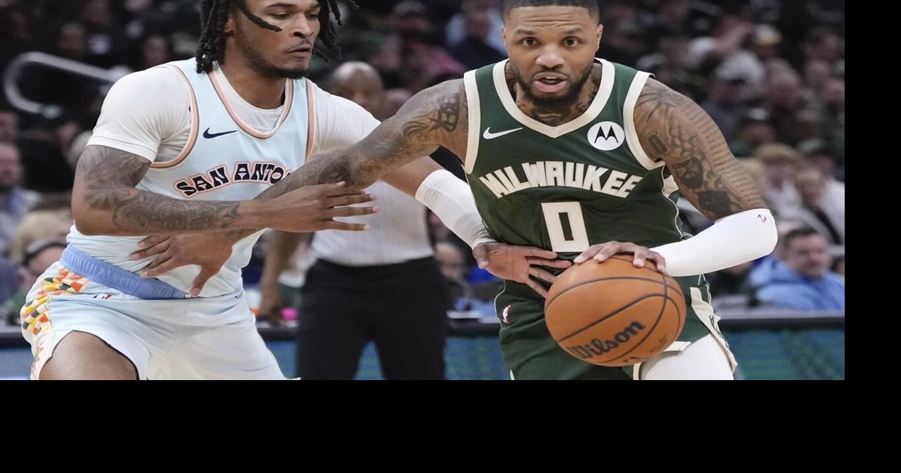 Lillard scores 26 points, Antetokounmpo adds 25 points and 16 rebounds as Bucks beat Spurs 121-105