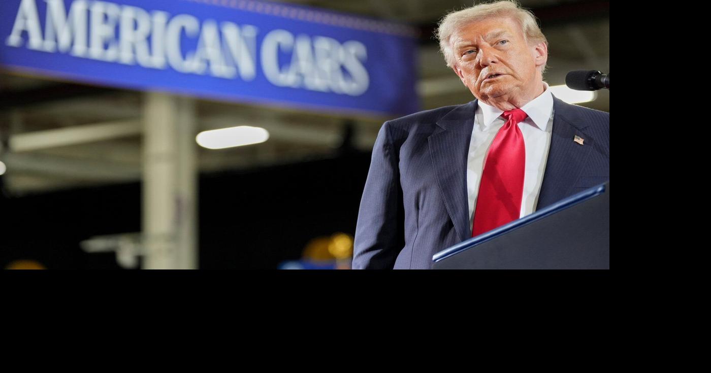 Trump defends his sweeping tariffs and watches 'America First' drag races during Michigan stop
